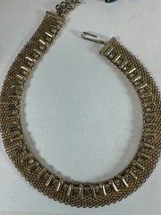 Vintage Necklace Hattie Carnegie Panther Link Rhinestone Collar Signed 15 in