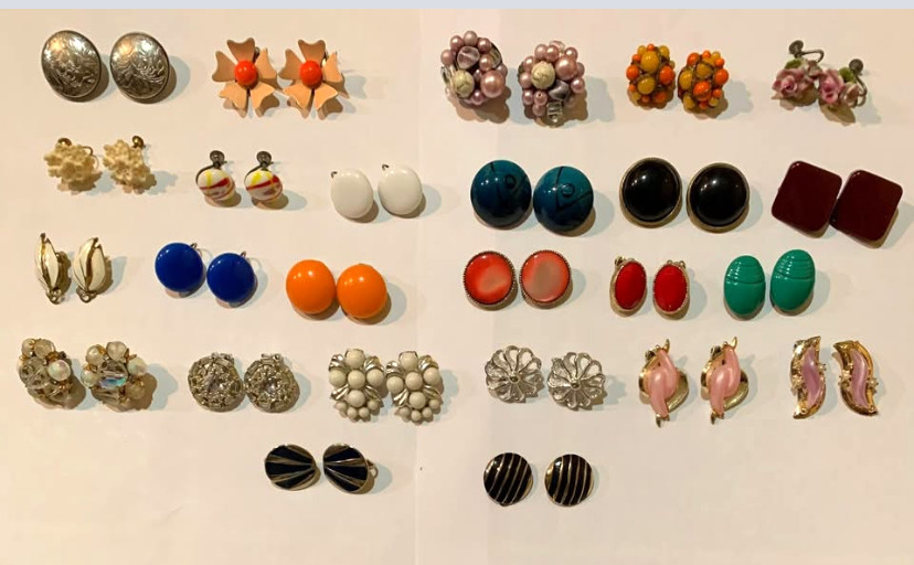 Vintage clip on and screw back earring lot – 25 pair