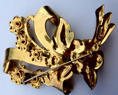 Vintage Sterling Silver Gold Wash Floral Brooch — 3.0″ x 2.0″ — 22.1 g — Enamel