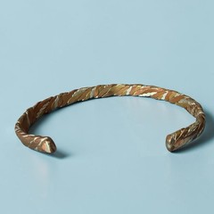 Vtg Sergio Lub Copper/brass/silvertone Braided Cuff Magnetic Tri-metal Bracelet