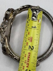 Vintage 925 Sterling Serpent Dragon Screw Hinged Bangle Bracelet 36 grams Nepal