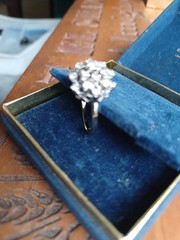 Funky 1950s Midcentury 14K White Gold Diamond Cluster Vintage Dome Cocktail Ring
