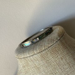 Made in Mexico abalone shell hinged tension bangle bracelet Mexican silver