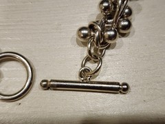 Vintage Heavy Silver Tone Ball Bead Cha Cha Toggle Bracelet 49g Statement 7.5″
