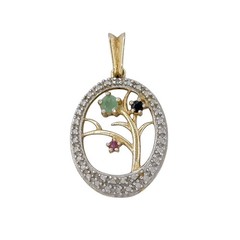 Vintage Ross Simons Vermeil Sterling Silver 925 Gemstone Tree Pendant