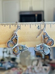 Amber Butterfly Genuine Baltic Earrings Vintage Butterscotch Sterling Silver