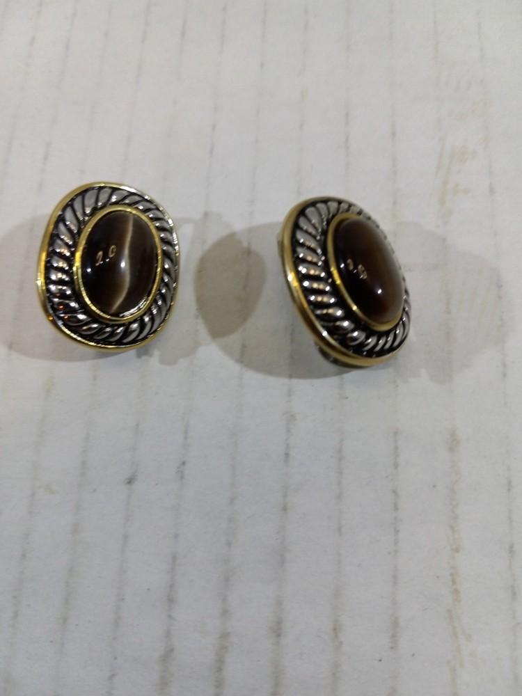 Vintage 2 Tone Y2K Renaissance Etruscan Revival Clip-On Earrings 1980-1990’s Era