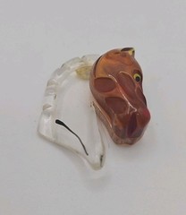 Vintage Lucite Carved Figural Horse Head Brooch Pin Missing Pin 1 1/2 Inches