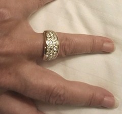 Vintage Signed 18KT GEA Ring Crystal SZ 8.25 Thick Quality Made 1990s Nice!