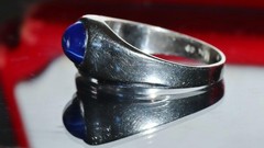 10k w/gold sz 10 ring 2.19c blue star lab created sapphire natural diamond 5.85g