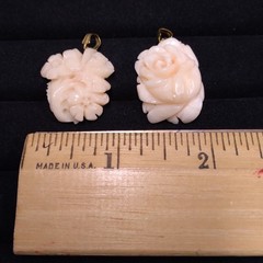 Light Pink Flower Two Stone Pendants Gold Tone