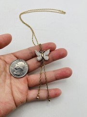 Vintage 1979 Avon Butterfly 17” Silver & Gold Tone Lariat Dangle Style Necklace
