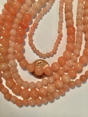Orange Peach Semiprecious 5 Strand Stone Bead Necklace 18” – 21” 💛 LOW PRICE!