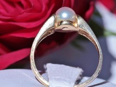 14k yellow gold ring 5.7mm sreshwater cultured pearl size: 6 vintage 2.4g N2450D