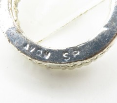 925 Sterling Silver Vintage Shiny Topaz Open Circle Slide Pendant PT11843