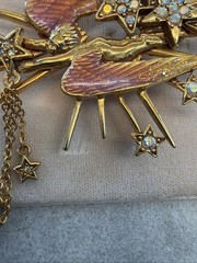 Jw1 Unique Kirks Folly Fairy Flying Angel Star Rhinestone Pin Brooch K175