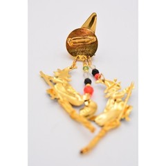 Lunch at The Ritz Vintage Halloween Pin Brooch Witch Hat Dangle Broom RARE Bin5B