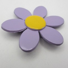 Vintage Flower Brooch Painted Metal Purple Yellow Daisy