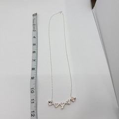 Vintage Silver Tone Heart Pendant Necklace Champagne Rhinestone Accent Dainty