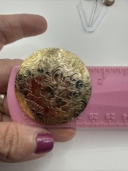 Vintage Filigree Gold Tone Scarf Ring With Locket 1.5” Round