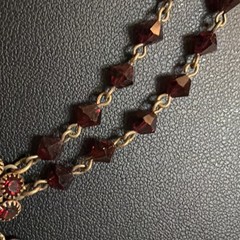 VINTAGE BOHEMIAN GARNET NECKLACE 15.5” Signed