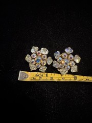 Vintage Snowflake Brooch And Earring Set, Aurora Borealis Rhinestones And Beads