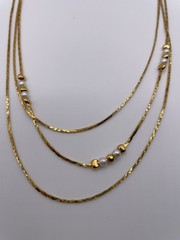 Vintage Gold Tone Multi Strand Necklace Dainty Faux Pearls