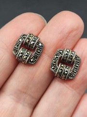 Beautiful Judith Jack Sterling Silver Marcasite Brooch and Earrings