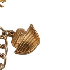 Vintage Gold Tone Multi Charm Bracelet Heart Book Cross Alligator Ark Flower 6