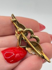 Antique 1897 Victorian 15ct 15k Solid Gold Brooch Pin Art Nouveau Historicism