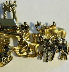 Vtg 3 Brooches JJ Signed Noah Ark Designer Don Lin, JJ & AJC Religious Vintage