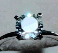 Antique Uncas Mfg. Co. 2Ct. Cubic Zirconia Solitaire Silver Band Ring Size 6.5