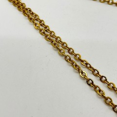 Vintage Gold Tone Rolo Link Chain Necklace 24″ Round Links Spring Ring Clasp 24″