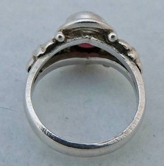 YOUNG LADIES Sterling Silver Estate Hand Crafted GARNET CABOCHON RING size 4.75