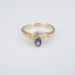14k Tanzanite Diamond Cocktail Ring Yellow Gold Natural Size 8 RG4927