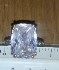 Large Cubic Zirconia Rectangle Rhinestone Ring Size 9 Vintage 1950s – 1970s