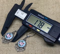 Vintage Earrings Rostov Finift Russian Enamel Painted Floral Dangle Silver Tone