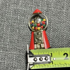 Vintage Gumball Machine Brooch Pin Red Gold Tone Enamel Multicolor Beads Retro
