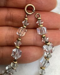 Antique VTG Art Deco Gold Filled Rhombic Graduated Cut Crystal Glass Necklace