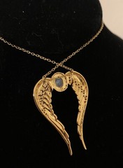 Vintage Sterling Silver Angel Wing Pendant Necklace 20” Gold Over 925