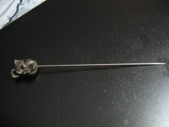 Relief flower Tie Hat Stickpin *Sterling Silver 1900s Art Nouveau Floral 3.5in