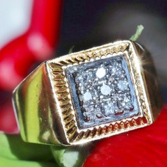 14k yellow gold ring 0.60c natural diamond sz 11 vintage handmade 10.15gr N2564D