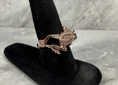 Vintage 18K HGE Rhinestone Frog Ring Size 7.5