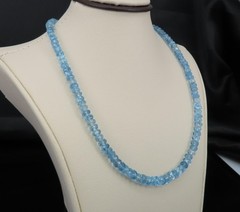 Estate 40ct 4.7mm Natural Aquamarine Bead 17″ Sterling Silver Necklace, 12.9g