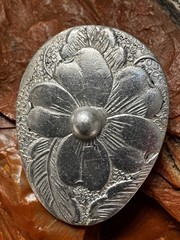 1940s Wartime Hammered Aluminum Dogwood Motif Clip Back Earrings Alcoa Renoir