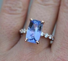 Art Deco 3.80 Ct Natural Sapphire Vintage Wedding Ring 14K Yellow Gold Finish