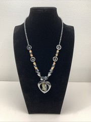Vintage Heavy Heart W/ Good Luck Elephant Inside Pendant Necklace