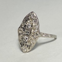 Art Deco Platinum Filigree 0.24ctw Diamond Size 5.5 Ring 3.7g