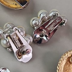 Vintage Clip On Earrings Lot of 4 Marvella Napier Sarah Coventry Faux Pearl