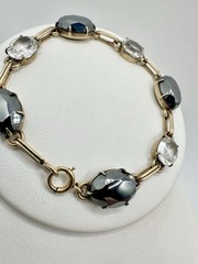 Antique Old VTG Gold Filled Tennis Bracelet White Topaz? Estate Sale Rare Read
